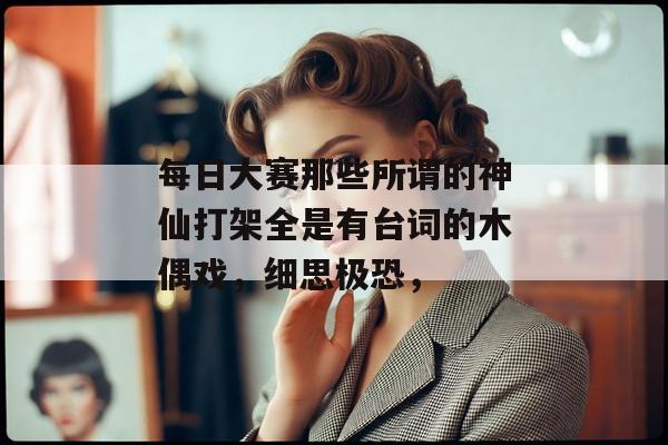 每日大赛那些所谓的神仙打架全是有台词的木偶戏，细思极恐，